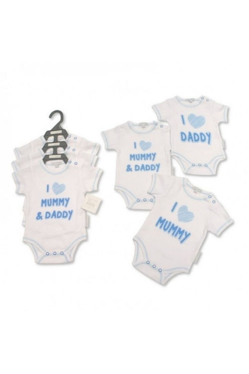 Picture of GP-25-0982: BABY I LOVE MUM & DAD 3 PACK BODYSUITS (NB-6 MON